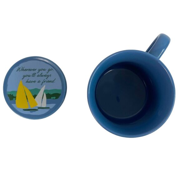 Hallmark 1985 Boat Mug Mates Inspirational Life Gift Mug With Lid Coaster‎ Mugs - Picture 5 of 7